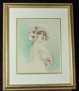 Antikes Aquarell auf Papier, viktorianisches Portrait, M. Quayle, Ende 1890’er Jahre - Bild 1 von 5