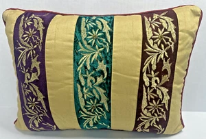 Pier 1 Throw Pillow Decorative Red Gold Embroidered Beaded 11x17 Holiday Regency - Picture 1 of 9