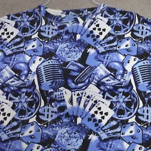 Vintage Give Me Face Shirt 3XL Blue All Over Print Dice Royal Flush Hip Hop Y2K - Picture 1 of 7