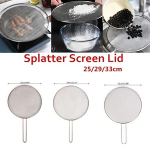 Stainless-Steel Oil Splash Lids with Handle Splatter Guard Kitchen Supplies - Picture 1 of 16
