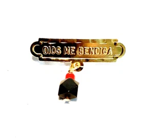 New 14k Gold Baby Pin "Dios Me Bendiga" w/Genuine Azabache - Picture 1 of 1