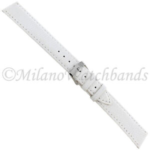 18mm Milano White Lizard Grain Genuine Leather Stiched Mens Watch Band 3266 XL