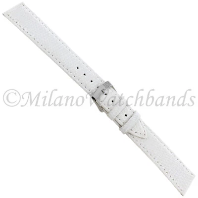 18mm Milano White Lizard Grain Genuine Leather Stiched Mens Watch Band 3266 XL - Image 1 of 4