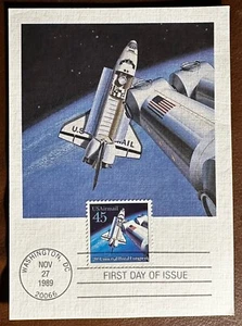 USA 1989 UPU SPACESHIP & SPACE STATION MAXICARD 1ST DAY OF ISSUE -P18261 - Picture 1 of 1