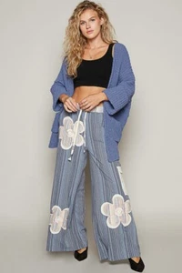 POL Clothing Women's Open Front Cardigan Sweater in Lapis Blue - Picture 1 of 7