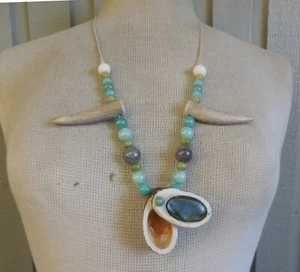 Labradorite Antler Stash Adjustable Necklace Amazonite Green Quartz Antler Tips - Picture 1 of 14