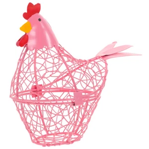 Iron Egg Basket Holder Hen Ornament Baskets for Fresh Eggs Metal - Picture 1 of 12