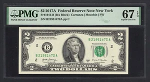 United States-Federal Reserve 2 Dollars 2017A Fr#1941-B (BA Block) UNC Grade 67 - Picture 1 of 2