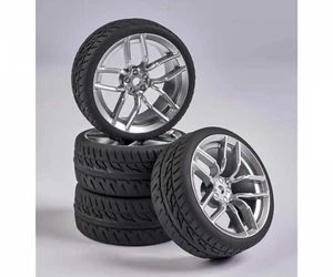Carson C900160/500900160 1:10 10-Spoke Wheel Set (4 Pcs.) Silver, (For Tamiya) - Picture 1 of 3