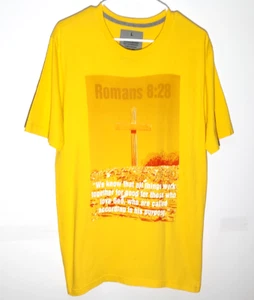 T-shirt uomo grande gialla cristiana romani 8:28 versetto biblico croce religiosa - Foto 1 di 5