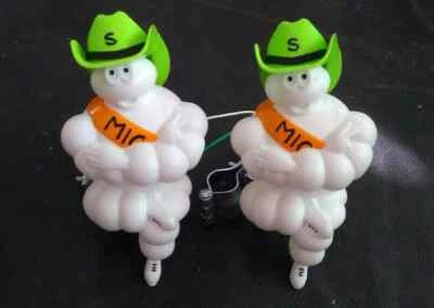 2 Pcs of 5" Green MICHELIN MAN doll/Yellow Hat Figure Bibendum Advertise Tire - Image 1 of 2