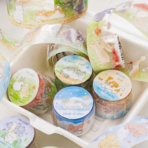Cute Dogs Cats PET Adhesive Tape Scrapbooking Journal Card Decorative Stickers - Picture 1 of 17