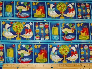 Blue BG-Ornaments Geese Presents 3-Yards (108") x 44" Fabric-L146 - Picture 1 of 2