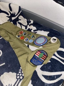 Vintage Boy Scout Sash with Merit Badges BSA Patches 1975 Pinback - Picture 1 of 8
