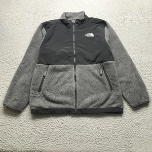 The North Face Polartec Fleece Jacket Boys Youth Large Full Zip Logo Black Gray - Picture 1 of 9