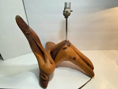 Vintage Mid-Century Modern Oiled Driftwood Lamp Tested Works 12” Tall - Image 1 of 4