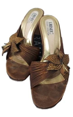 Mulas florales vintage de mujer J. Renee Couture Collection peep toe talla 7M Foto 1 de 4