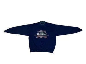 Vintage Florida Sunshine State Men’s Navy Blue Mock Neck Pullover Sweater Size L - Picture 1 of 5