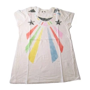 Sass & Bide White TShirt Disco Rays Sequin Rainbows For Kate Sz Small Exc Cond - Picture 1 of 8