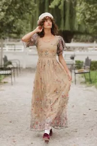 Ivy City Co Fauna Dress Size 20W Gold Floral Long A-Line Formal Gown New - Picture 1 of 4