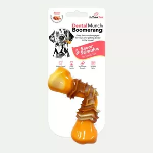 Dog Dental Munch Boomerang Chew Bacon Flavour Large Durable Pet Toy Textured - Picture 1 of 14