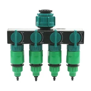 4-way Tap Hose Splitter Garden Drip 4/7 or 8/11 Hose Fittings Pipe Connector Set - Picture 1 of 14