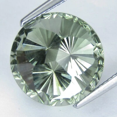 Impresionante piedra preciosa suelta redonda corte 3D de amatista verde natural (prasiolita) de 13,45 quilates Foto 1 de 4