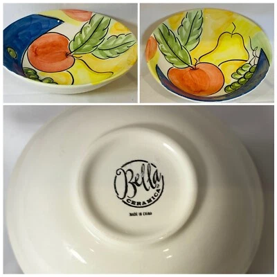Tigela de servir de legumes Bella Ceramica ALFRESCO pintada à mão frutas 9” D redonda - Imagem 1 de 4