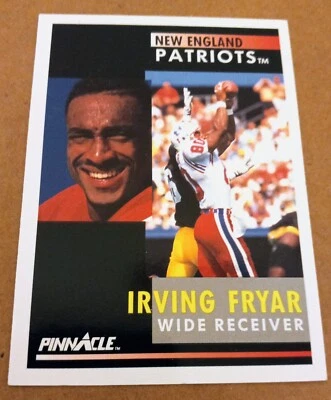1991 Pinnacle IRVING FRYAR Football Card #87. NEW ENGLAND PATRIOTS.  - Image 1 of 2