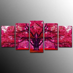 Red Tree Big Tree Canvas Prints Painting Wall Art Home Decor Picture 5pcs - Picture 1 of 2