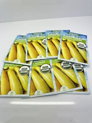 Lote de 8 Semillas Orgánicas Ferry Morse Verano Calabaza Early Prolífic Cuello Recto Foto 1 de 2
