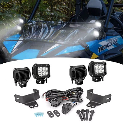 For Polaris RZR 800/900/XP 1000 A-Pillar 4Pcs 18W LED Light Pods Mount Wire Kit - Image 1 of 4
