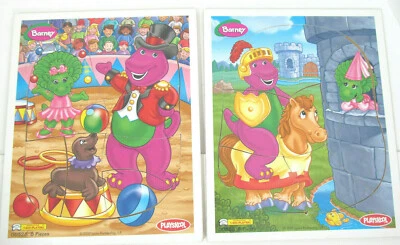 2 Rompecabezas de Madera de Colección Barney Baby Bop Marco Bandeja Circo Castillo Playskool Lyons K Foto 1 de 4