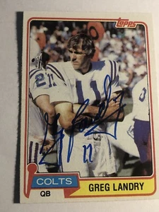 Tarjeta firmada por Greg Landry Baltimore Colts UMass autógrafo 1981 Topps #102 - Imagen 1 de 2