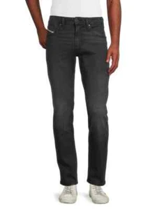 Diesel Thommer Jeans Men's 36x32 Low Rise Slim Fit Straight Black Denim RM063 - Picture 1 of 6