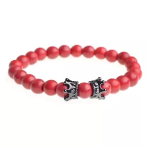 Braccialetto Corona Corona Rosso Turchese Doccia 8MM Moda Donna Regalo - Foto 1 di 11