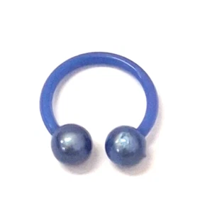 Hufeisen Brustwarzenohr 14 Stärke 1/2" 5 mm Kugeln Acryl blau * - Bild 1 von 4