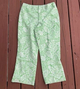 Pendleton's Green White Floral Pants Cropped Contemporary Women's Size 10 - Picture 1 of 4