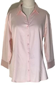 Dana Buckman Women’s XL Button Down Shirt 3/4 Sleeves Pink Cotton NWT - Picture 1 of 9