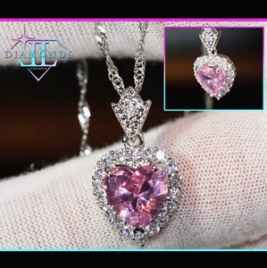 Rosa Diamant Anhänger | Rosa Diamant Halskette | Rosa Herzschliff Diamant Anhänger - Bild 1 von 9