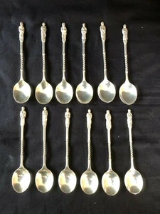 Set of 12 Antique Dutch Silver Apostel Iced Tea Spoons/ Stirrers - Picture 1 of 11