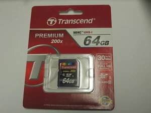 New - Transcend Premium 64GB SDXC UHS-I Card - Class 10 30MB/s 200x TS64GSDXC10 - Picture 1 of 1