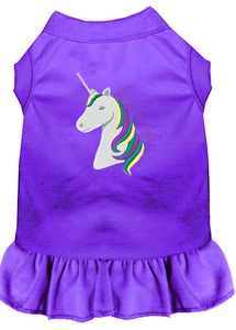 Unicorns Rock Embroidered Dog Dress Purple Med (12) - Picture 1 of 1