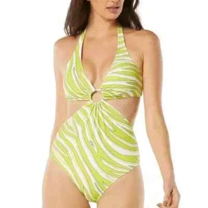 Michael Kors Women's Printed O-Ring One Piece Swimsuit, Limiade, Size 6 - Picture 1 of 2