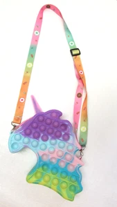 Push Pop Fidget Sensory Finger Stress Relief Toy Pink Unicorn Purse Pouch - Picture 1 of 3