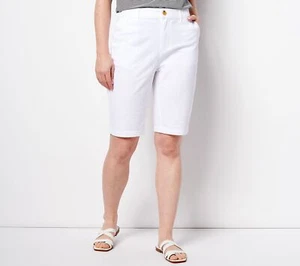 Denim & Co. Bermudas Regular EasyWear Sarga Blanco 18W Nuevo - Imagen 1 de 1