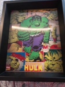Hulk 3-D FRAMED WALL DECOR MARVEL RETRO 9 1/2 X 11 1/4 PRE-OWNED NICE - Picture 1 of 10
