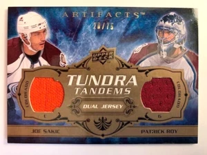Patrick Roy 2008-09 Artifacts Tundra Tandems BRONZE Game Jerseys w/Joe Sakic /75 - Picture 1 of 3