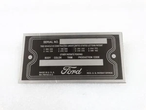 DATA PLATE FOR VINTAGE FORD 1950'S #V252-7 - Picture 1 of 6
