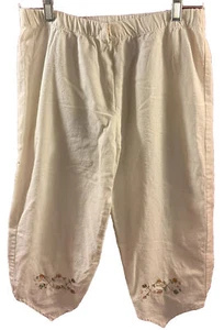 Unique Boho Linen? pointed hem embroidered cropped pants / shorts hankerchief?  - Picture 1 of 9